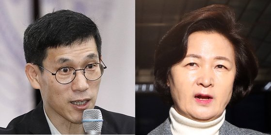 진중권 전 동양대교수(왼쪽), 추미애 법무부 장관. 뉴스1, 연합뉴스