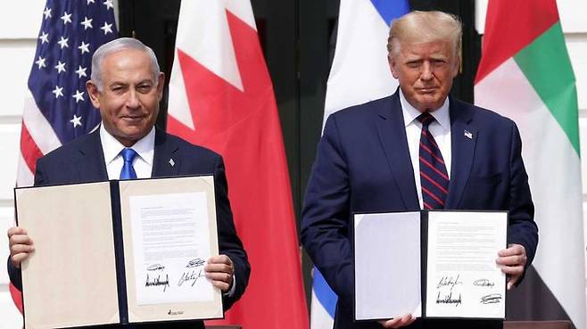 중동 평화협정 체결하는 미국-이스라엘