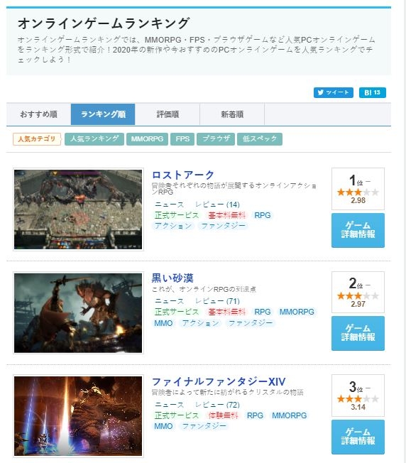 ▲'로스트아크'와 '검은사막'이 일본 PC온라인 게임 1·2위를 기록했다. 사진= 일본 게임 전문 사이트 '온라인 게이머' 화면 캡처