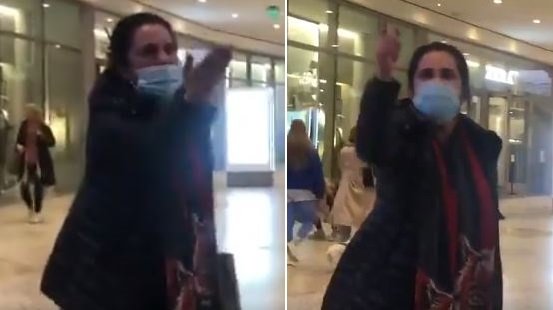 미국의 한 쇼핑센터를 점거한 마스크 반대 시위대에 홀로 맞서 싸운 의사. 언론인 에밀리 홀슈저 트위터 캡처