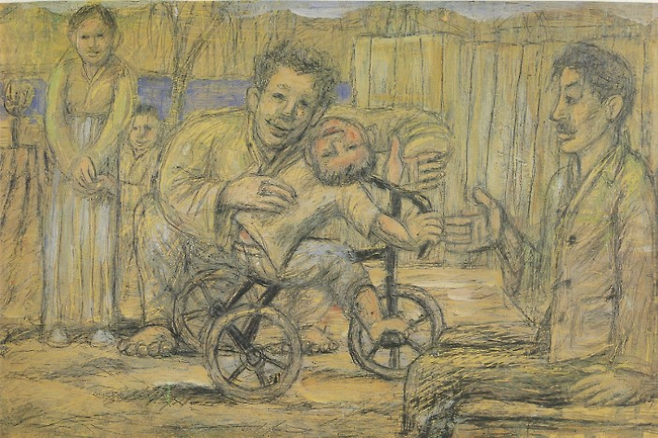 이중섭, '시인 구상의 가족', 1955, 국립현대미술관 제공