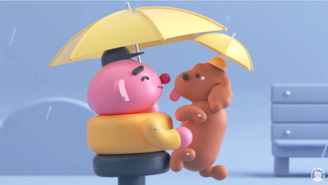 제리케이의 ‘갈색 푸들’ 뮤직비디오의 한 장면. 강아지를 대상화한 귀여움이 아닌 개(사자)라는 존재와 함께하는 삶의 살가움과 행복감을 뮤직비디오에 담았다. | ‘갈색 푸들’ 뮤직비디오 캡처