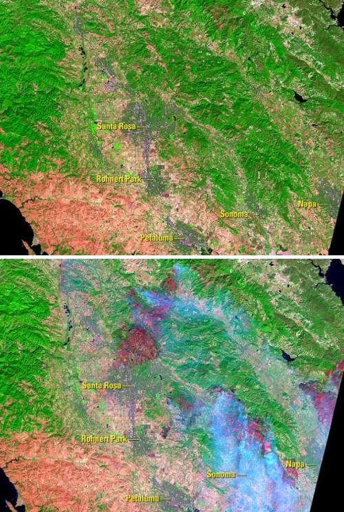 기후변화로 인해 화마에 휩싸인 캘리포니아 대형 산불 발생 지역의 전후 모습
