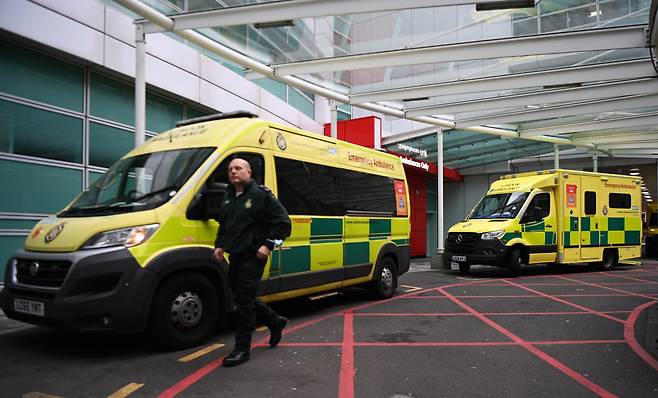 런던 '유니버시티 컬리지 병원' 구급차의 모습. [연합]