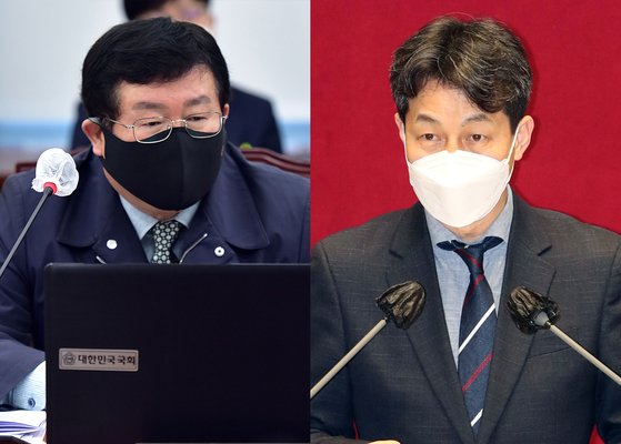 더불어민주당 설훈 의원(왼쪽), 윤건영 의원. 오종택 기자, 뉴스1