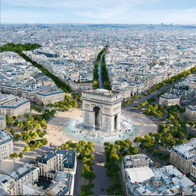 파리시가 추진 중인 ‘샹젤리제 거리 정원화 프로젝트’의 가상 이미지.  건축회사 PCA-스트림 홈페이지
