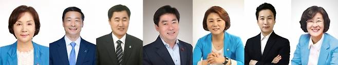 ▲왼쪽부터 안산시의회 이경애·한명훈·유재수·추연호·주미희·송바우나·나정숙 의원