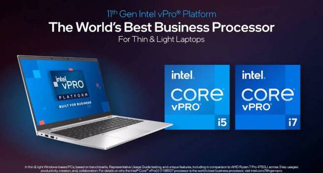 비즈니스용 슬림형 노트북을 위한 11세대 인텔 코어 vPro 플랫폼