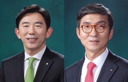 박경훈(왼쪽) 우리금융캐피탈 신임 대표와 신명혁 우리금융저축은행 신임 대표./사진= 각 사