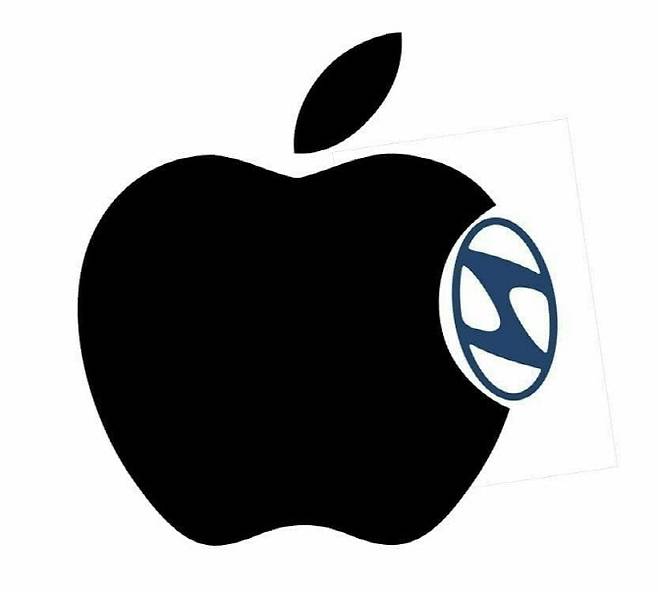 애플과 현대차 로고의 합성사진. (출처=인터넷 커뮤니티)