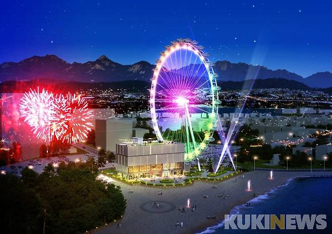 강원 속초시 속초해수욕장 관광테마시설 야경 조감도.(사진=속초시 제공)
