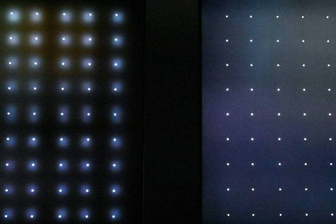 진한 검정색 표현 능력 면에서 QNED MiniLED(왼쪽)는 나노셀(오른쪽) 대비 우수했다(출처=IT동아)