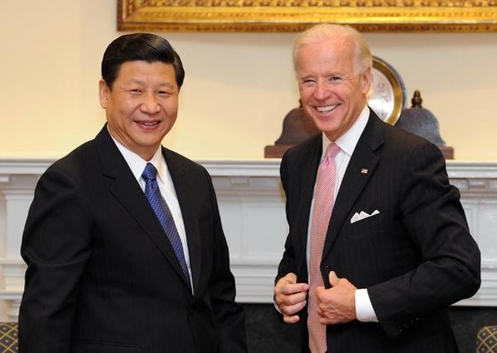2012년 2월 14일 미국 백악관에서 조 바이든 당시 미국 부통령과 시진핑 당시 중국 국가부주석이 회동했다. /중국 신화사