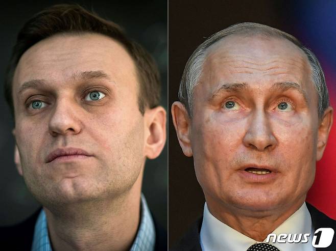 푸틴 대통령(오른쪽)과 나발니. © AFP=뉴스1
