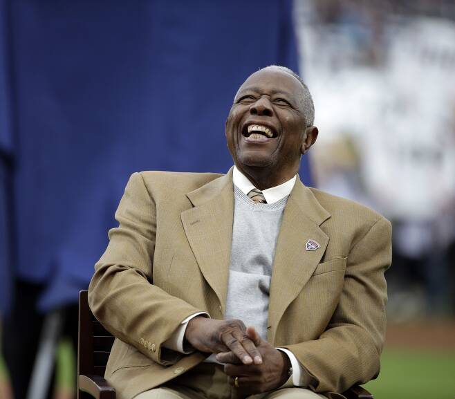 2014년 4월 8일 행크 애런이 애틀랜타에서 열린 통산 715홈런 기록 40주년 기념 행사에 참석해 웃고 있다. /AP 연합뉴스