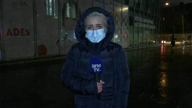 유리의 어머니 나탈리아가 아들이 입원해있는 네케르병원 앞에서 뉴스채널 BFM 인터뷰에 응하고 있다./BFM TV