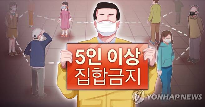 5인 이상 집합금지 행정명령 일러스트 /연합뉴스