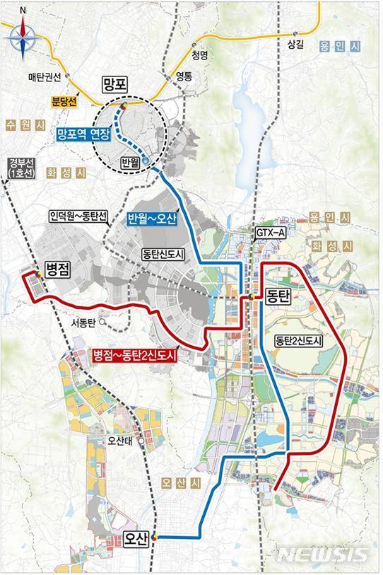 동탄 도시철도 노선도