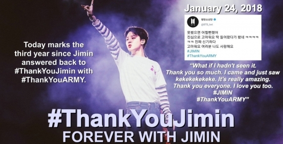 '트위터 제왕' 방탄소년단 지민의 첫 걸음 #ThankYouJimin 한국-전세계 실트 1위
