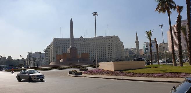 이집트 민주화시위 10주년을 하루 앞둔 24일 타흐리르 광장 [카이로=연합뉴스]