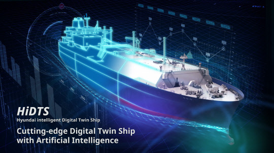 한국조선해양이 자체 개발한 디지털트윈 선박 플랫폼 소개 이미지.<한국조선해양 제공>