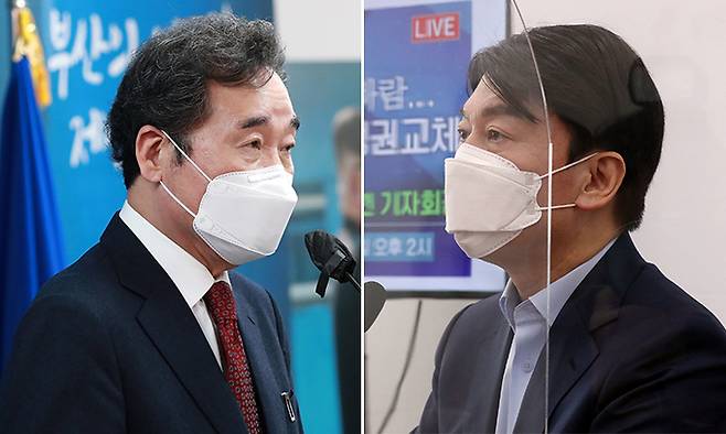 민주당 이낙연 대표(왼쪽), 국민의당 안철수 대표. 연합뉴스