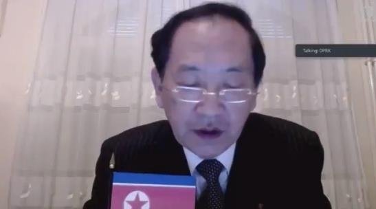 유엔 인권이사회 회의에서 호주 인권 문제 지적하는 북한 대사 / 사진=유엔워치 트위터 갈무리