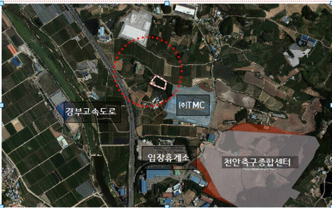 천안 입장면 연곡리 일대에 추진되는 한국기독교기념관 테마공원 위치도. 천안시 제공