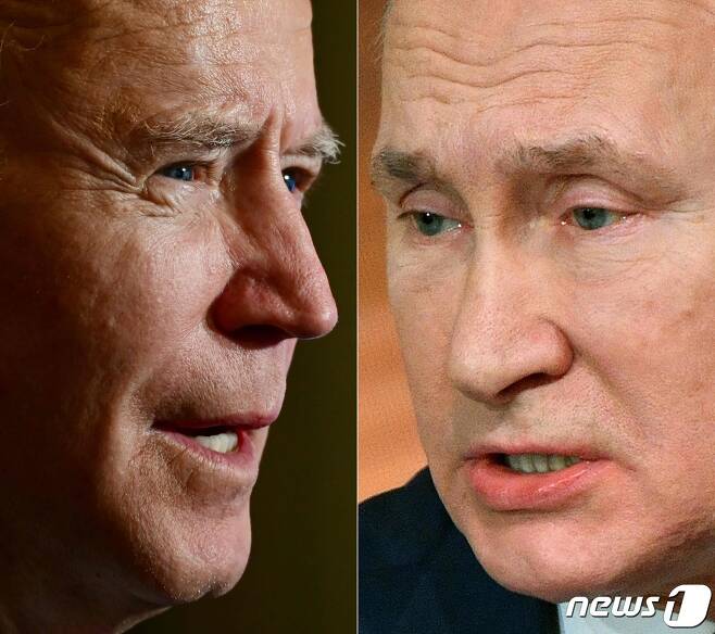 왼쪽부터 조 바이든 미국 대통령과 블라디미르 푸틴 러시아 대통령. © AFP=뉴스1