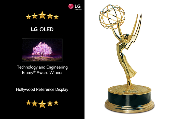 Images created by LG Electronics to recognize the Emmy Award that the company received for its OLED technology on Monday. [LG ELECTRONICS]