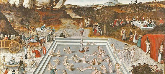 루카스 크라나흐(1472~1553)의 ‘젊음의 샘’(1546). 늙음을 늦추려는 인류의 꿈은 이루어질수 있을까. [베를린 회화갤러리]