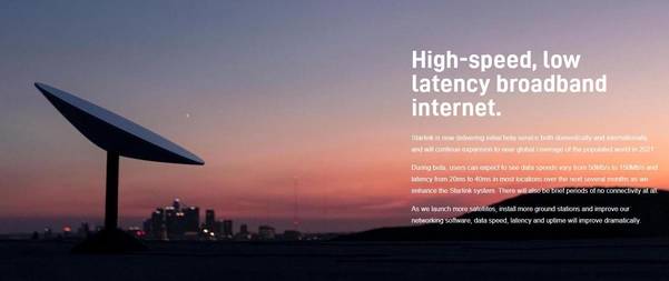 스페이스X의 스타링크 베타 서비스 홍보 이미지. /홈페이지 캡처
