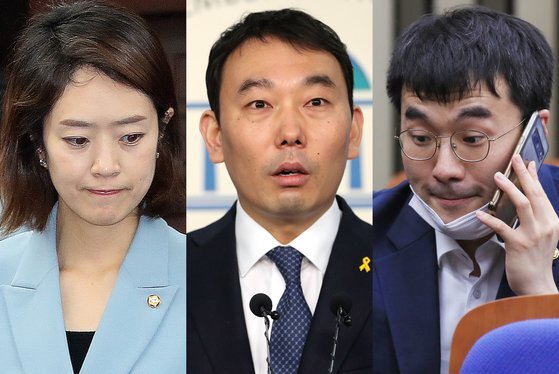 더불어민주당 초선 고민정(맨왼쪽)·김용민(가운데)·김남국 의원. 연합뉴스·뉴스1