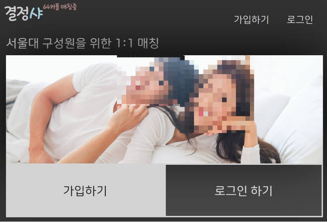 서울대 졸업생이 개발한 온라인 커플 매칭 서비스 ‘결정샤’ 홈페이지 화면 [결정샤 홈페이지 갈무리]