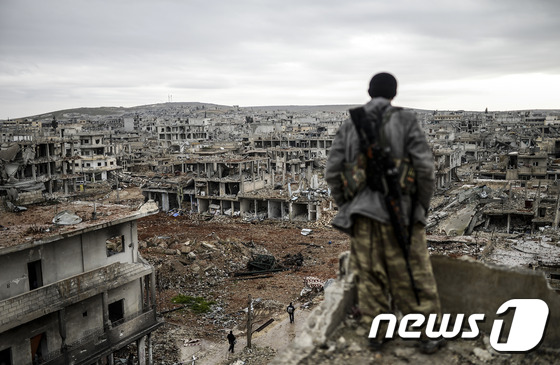 폐허가 된 시리아 북부도시 코바니. <기사 내용과는 무관.> © News1