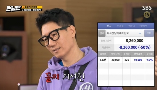 Ji Suk-jin, who was second, became top-flight, with Running Man Yang Se-chan first and Yoo Jae-Suk second.On the 28th, SBS Good Sunday - Running Man started the second running investment tournament.The last mission of the day was Winning the Buti, a two-man mission through Limbo. The first was Yoo Jae-Suk & Song Ji-hyo.Yang Se-chan said he wanted to get an additional chance; when the members asked him to give him 5 million won, Yang Se-chan gave him a total of 30 million won and won additional opportunities.Yang Se-chan also says, But is there still this much?Lee Kwang-soo, Yang Se-chan, was informed that international oil prices had soared - but the two failed to interpret the information.Kim Jong-kook, who obtained the same information, saw it as a favorable factor for I chemistry; Ji Suk-jin also predicted an increase in I chemistry with the same logic as Kim Jong-kook.Kim Jong-kook, Haha, Ji Suk-jin and Jeon So-min have invested heavily in I chemistry.Lee Kwang-soo asked Yang Se-chan for money, and Yang Se-chan said, I am not digging and selling.Can you see the mosquito dance for me? Lee Kwang-soo showed the mosquito show and made the scene into a laughing sea.Jeon So-min also showed off the magnet show and won the money.Yoo Jae-Suk, who owes Song Ji-hyo a debt of heart, shared FVaio information to Song Ji-hyo; the two men bought FVaio out full.Yoo Jae-Suk, who watched Yoo Jae-Suk closely, overheard FVaio information: FVaio rose by 150 percent, and IChem fell.Yang Se-chan is your outfield, he said, and the members rushed in, with members coming close to the billions, and money is making money.Yoo Jae-Suk said, You have to build a nickname: Dongducheon Aguijjim, while Yang Se-chan threw 500,000 won.Song Ji-hyo got B-enter second-tier information: information that the stock price was rising because it was tied up with patriotic theme stocks; Song Ji-hyo, and Yoo Jae-Suk all-in to B-enter.Ji Suk-jin bought J Shipbuilding in full, Lee Kwang-soo invested in I Chemicals; then the share price was released in 2019.B-Enter and FVaio rose 50%, I Chemical 7% and J Shipbuilding fell 20%.Yoo Jae-Suks balance climbed to 60 million won, closely chasing Yang Se-chan; Song Ji-hyo, who was a top-flight, was also 20 million won.Kim Jong-kook then bought EVaio, Yoo Jae-Suk bought D IT, Yang Se-chan bought C IT; last stock market results showed IT rising and shipbuilding plummeted.Ji Suk-jin, who was all in Joseon, sat down.The final result was Yang Se-chan, who earned 100 million won. The second place was Yoo Jae-Suk. Top-flight was Ji Suk-jin.Photo = SBS Broadcasting Screen