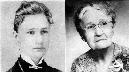 1887년 미국 여성 최초 시장에 당선된 만 27세의 수재너 솔터(왼쪽)와 1954년 만 94세의 그. kshs.org