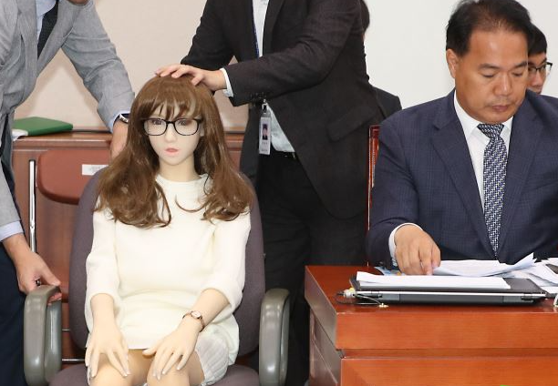 지난 2019년 20대 국회 국회산업통상자원중소벤처기업위원회 국정감사에 등장한 리얼돌. 뉴시스