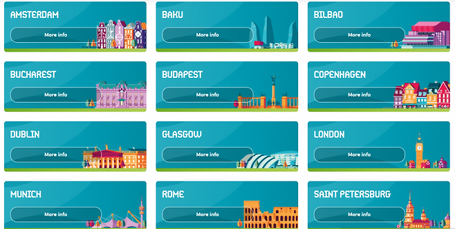 오는 6월 개막하는 유로2020은 유럽 12개국 주요 도시에서 분산 개최된다. /사진=UEFA 유로2020 공식 홈페이지