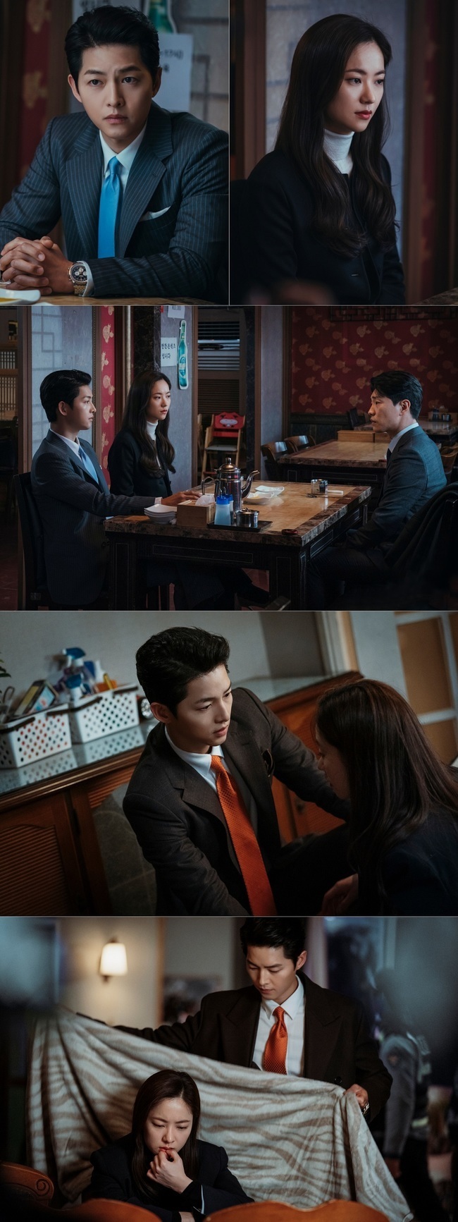 Song Joong-ki and Jeon Yeo-been go to find the finale villa.TVNs Saturday Drama Binsenjo (playplaywright Park Jae-beom/director Kim Hee-won) unveiled the images of Binsenjo (Song Joong-ki) and Hong Cha-young (Jeon Yeo-been) who went to find the finale Billon moving the Babel group on March 20.The frightened face of Hong Cha Young informs them of the unusual Danger.The photo shows Vincenzo and Hong Cha-young, who started looking for Babels real boss, and they are nervous to find out even the little clues that the enemy has shed.Vincenzo and Hong Cha-young, who faced prosecutor Jung In-kook (Ko Sang-ho), raise questions about what clues the two sharp-eyed people have found.The face that is afraid that it is not like the single Hong Cha-young who does not lose to anyone realizes that the threat of the Billons has become more intense.Vincenzos affection for covering the blanket to such a black tea catches his eye.In the trailer released earlier, the figure of the black shadow wandering around the neighborhood of Hong Cha Young and Vincenzo, screaming and backing, heightened the sense of Danger.