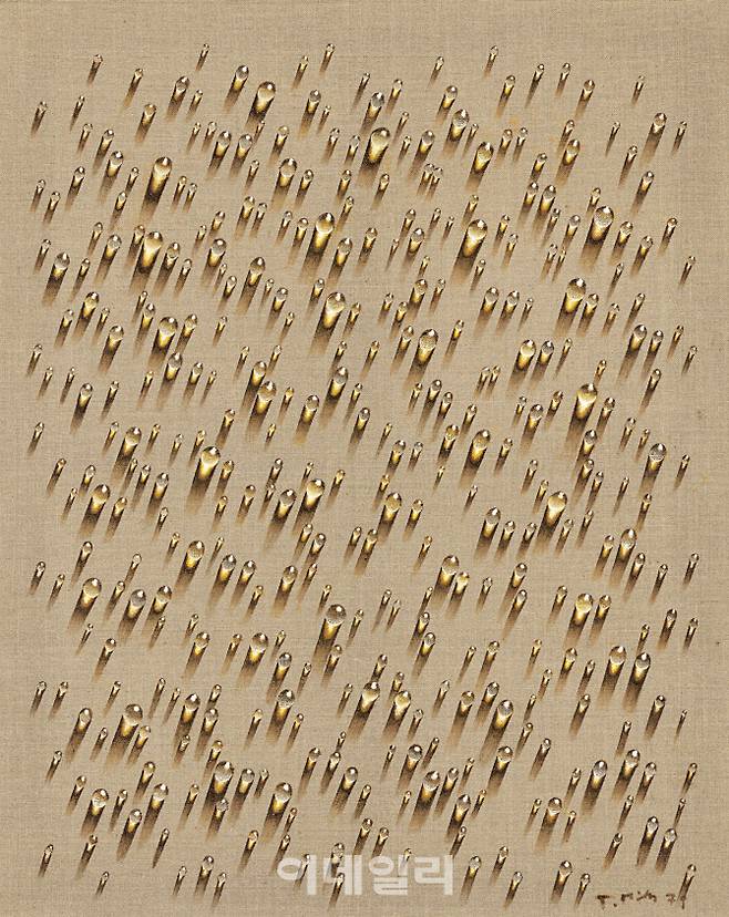 김창열의 ‘물방울 LSH70’(1979). 케이옥션이 17일 연 ‘3월 경매’에 출품한 김창열의 ‘물방울’ 작품 중 한 점이다. 시작가 2억 8000만원에서 출발해 3억 6000만원을 부른 응찰자에게 낙찰됐다(사진=케이옥션).