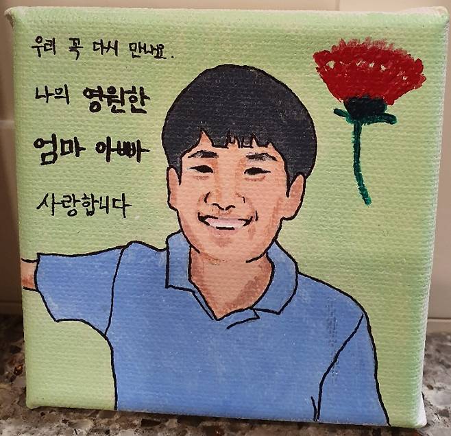- 한 시민이 손현씨에게 선물한 손정민씨의 생전 모습을 그린 그림. 손현씨 블로그 캡처