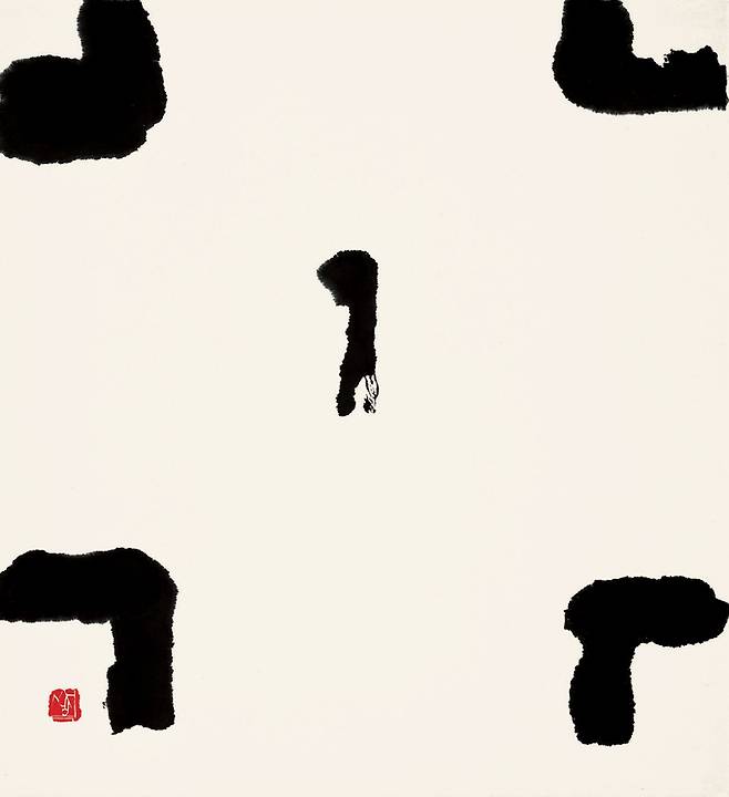 산정 서세옥, 행인, 1978, 한지에 수묵, 81.4x74.8cm