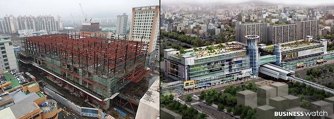 창동민자역사 현 모습(왼쪽), 조감도./도봉구청,창동민자역사 홈페이지