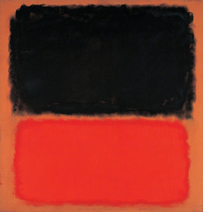 출처: Mark Rothko, Untitled (Black and Orange on Red), 1962.