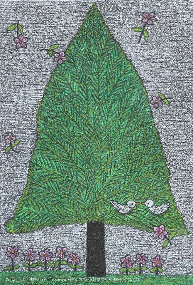 출처: 김미애 <나무이야기(Story of a Tree)> 장지에 혼합 재료 74x50cm (20호), 2019