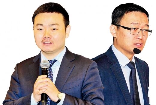 출처: (왼쪽부터) 멍 샤오윈 한국화웨이 지사장, 칼 송 화웨이 글로벌 대외협력 및 커뮤니케이션 사장. /사진=화웨이