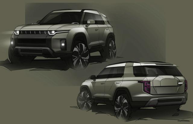 쌍용자동차가 2022년 출시를 목표로 개발 중인 중형 SUV 'J100' 스케치 이미지. 쌍용자동차 제공