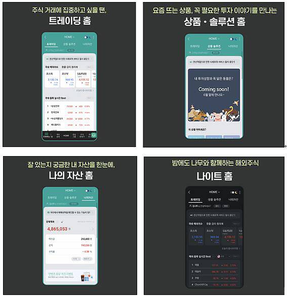 이달 9일 개편한 NH투자증권의 모바일트레이딩시스템(MTS) 예시 화면(사진=NH투자증권 제공) *재판매 및 DB 금지