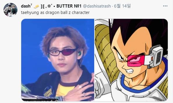 "모두 뷔 덕분!" 방탄소년단 뷔 렌즈 빠진 선글라스 공연에 美코믹북 "베지터에게 최고의 드래곤볼 선사" 감사